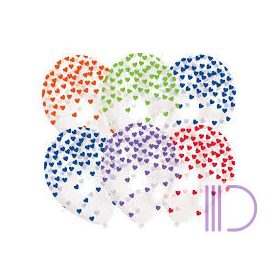 Szív mintás átlátszó léggömb, 6 db-os