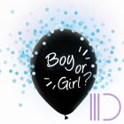Héliumos Babaváró latex léggömb, Boy or Girl felirattal, konfettivel töltve