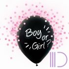 Héliumos Babaváró latex léggömb, Boy or Girl felirattal, konfettivel töltve