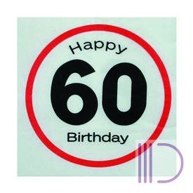   Happy Birthday 60-as Sebességkorlátozó Szülinapi Parti Szalvéta - 33 x 33 cm, 20 db-os