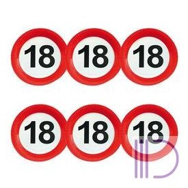   18-as Számos Sebességkorlátozó Szülinapi Parti Tányér - 23 cm, 6 db-os