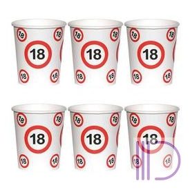   18-as Számos Sebességkorlátozó Szülinapi Papír Parti Pohár - 250 ml, 6 db-os