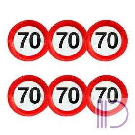   70-es Számos Sebességkorlátozó Szülinapi Parti Tányér - 23 cm, 6 db-os