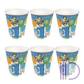   Boldog 1. Szülinapot! Léggömbös Kék Fiús Parti Pohár - 250 ml, 6 db-os