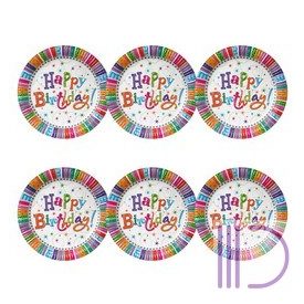  Happy Birthday! Radiant Szülinapi Parti Papír Tányér, 23 cm-es, 6 db-os