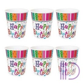   Happy Birthday! Feliratú Radiant Szülinapi Parti Pohár - 250 ml, 6 db-os