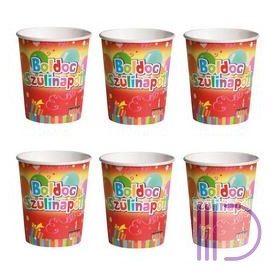 Boldog Szülinapot Színes Parti Pohár - 6 db-os