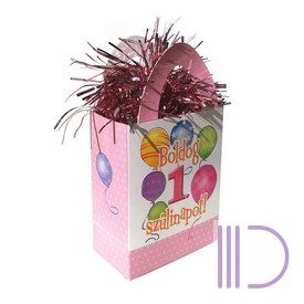   Boldog 1. Szülinapot! Léggömbös Rózsaszín Lányos Ajándéktasak Léggömbsúly - 120 gramm
