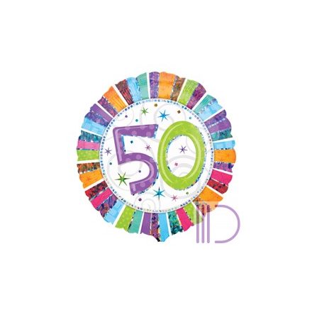 45 cm-es Radiant Birthday 50-es Születésnapi Fólia Lufi
