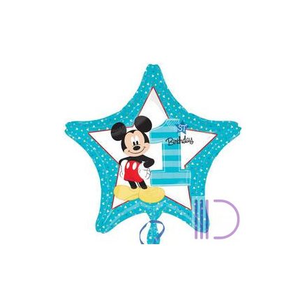 46 cm-es Mickey Mouse Csillag Alakú Első Szülinapi Fólia Lufi