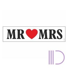   Mr és Mrs Szíves Esküvői Rendszámtábla - 50 cm x 11,5 cm