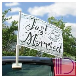 Just Married - Esküvői Autós Zászló