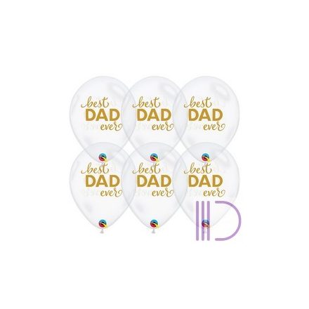 28 cm-es Legjobb Apa - Simply Best Dad Ever Diamond Clear Lufi - HÉLIUMMAL