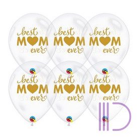   11 inch-es Legjobb Anya - Simply Best Mom Ever Diamond Clear - HÉLIUMMAL