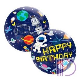  56 cm-es Birthday Outer Space - Űrhajós Szülinapi Bubble Lufi