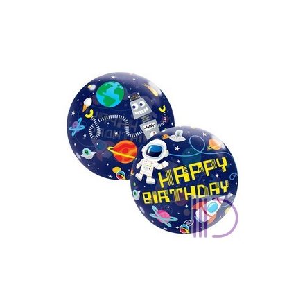56 cm-es Birthday Outer Space - Űrhajós Szülinapi Bubble Lufi