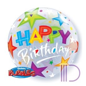 56 cm-es Birthday Brilliant Stars Szülinapi Bubble Lufi