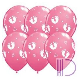 28 cm-es Baby Footprints and Hearts Rose Lufi (6 db/csomag)