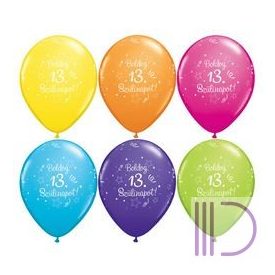   28 cm-es Boldog 13. Szülinapot Feliratú Shi. St. Ast. Szülinapi Lufi (6 db/csomag)