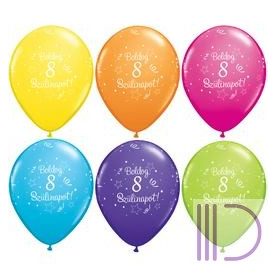   28 cm-es Boldog 8. Szülinapot Feliratú Shi. St. Ast. Szülinapi Lufi (6 db/csomag)