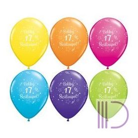   28 cm-es Boldog 17. Szülinapot Feliratú Shi. St. Ast. Szülinapi Lufi (6 db/csomag)