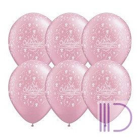   28 cm-es Sok Boldogságot Pearl Pink Esküvői Lufi (25 db/csomag)