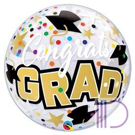 56 cm-es Congrats Grad Stars & Dots Ballagási Bubble Lufi