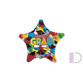 23 cm-es csillag alakú ballagós fólia lufi pálcával