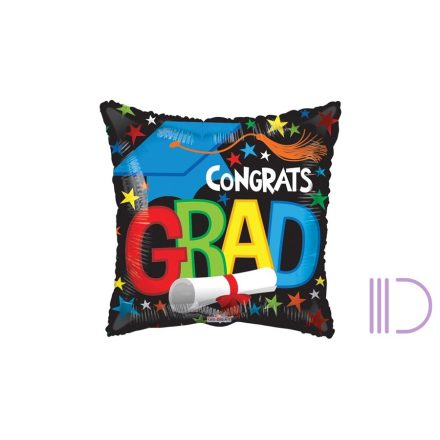 MINI Congrats Grad kocka fólia lufi pálcával 10cm