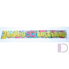 Happy 50. Birthday fólia felirat, 360 cm