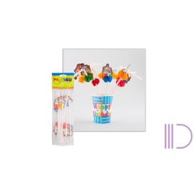 Bohócos szívószál, 24 cm - 12 db