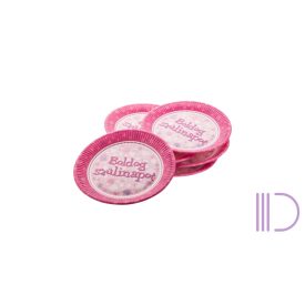 Boldog Születésnapot tányér - Pink 23 cm-es 6 db/cs