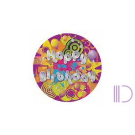 Hologramos Happy Birthday kitűző - 5,5 cm