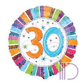 45 cm-es Radiant Birthday 30-as Születésnapi Fólia Lufi