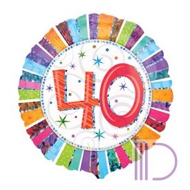 45 cm-es Radiant Birthday 40-es Születésnapi Fólia Lufi
