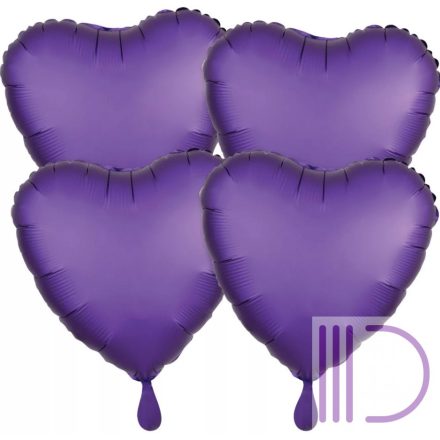 48 cm-es Satin, Szatén Purple Szív Fólia lufi