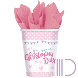 Christening, Keresztelő papír pohár 8 db-os 266 ml Lány