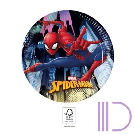 Spiderman Team Up, Pókember papírtányér 8 db-os 19,5 cm FSC