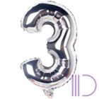 Mini Silver szám Fólia lufi 33 cm (0-9)