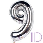 Mini Silver szám Fólia lufi 33 cm (0-9)