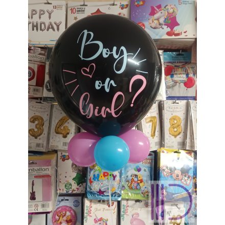 Babaváró latex léggömb, Boy or Girl felirattal 45 cm - Héliummal