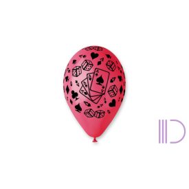   30 cm-es kártya-kockás printelt gumi léggömb - 10 db / csomag