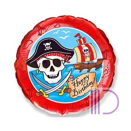 40 cm-es Pirate Kalóz, Happy Birthday léggömb