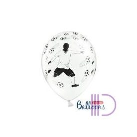   Fehér pasztel lufi, futbalista és labda motívumokkal, 5 db/cs