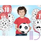 Fehér pasztel lufi, futbalista és labda motívumokkal, 5 db/cs