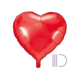 Szív alakú piros fólia lufi, 18"/45cm