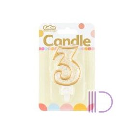 Tortagyertya, 3-as, fehér, arany szegéllyel