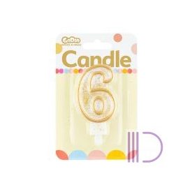 Tortagyertya, 6-os, fehér, arany szegéllyel