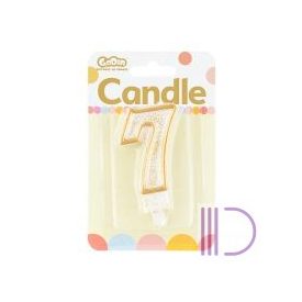 Tortagyertya, 7-es, fehér, arany szegéllyel