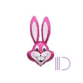 Fólia léggömb, mini nyuszi fej, pink, 14"